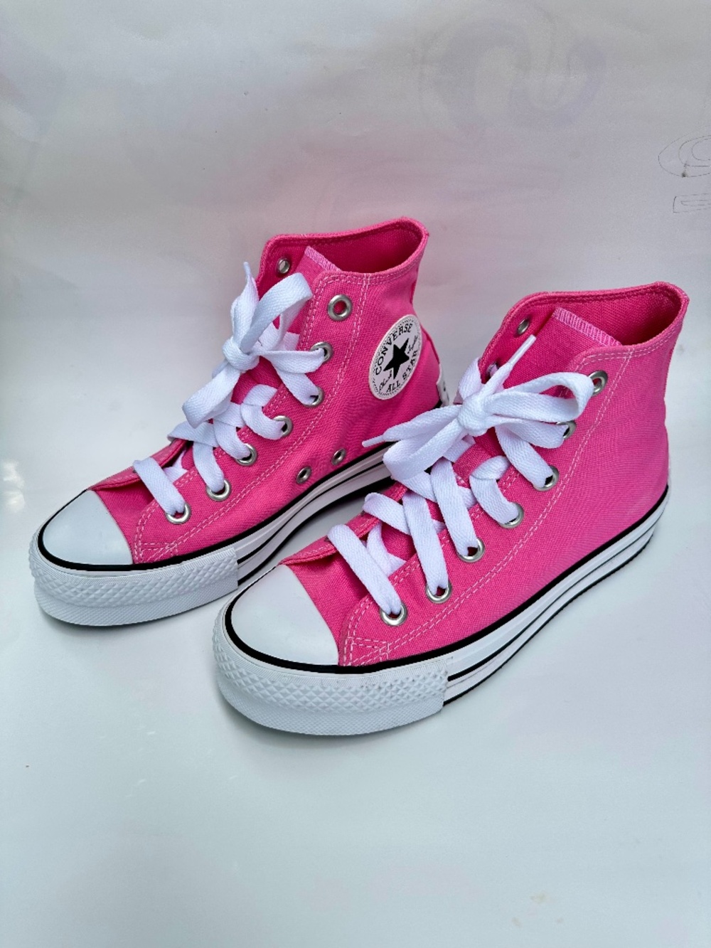 Pink High Top Converse Chuck Taylor - Kids 5.5 Women 7.5 - Platform